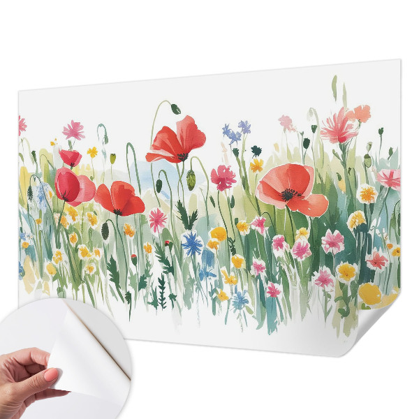 Peel and stick wall mural for living room Summer meadow