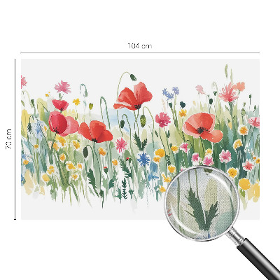 Peel and stick wall mural for living room with a summer meadow design