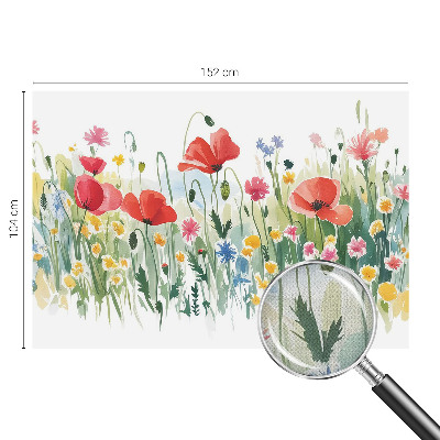 Peel and stick wall mural for living room with a summer meadow design
