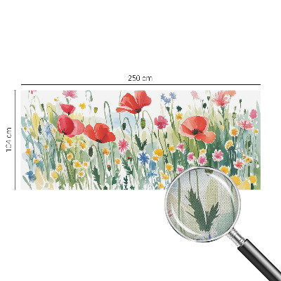 Peel and stick wall mural for living room with a summer meadow design
