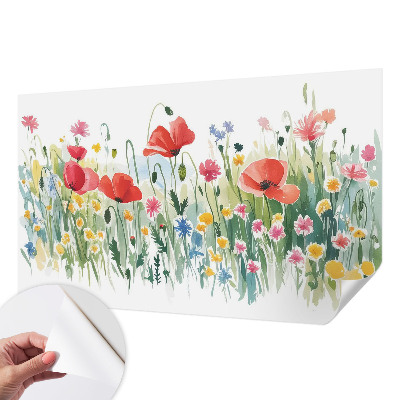 Peel and stick wall mural for living room Summer meadow