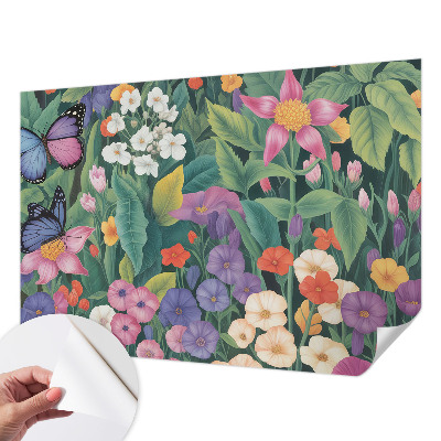 Peel and stick wall mural for bedroom with a floral explosion design