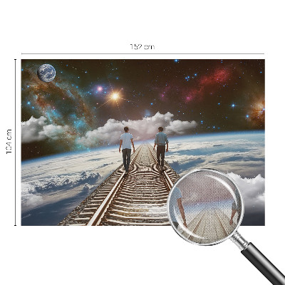 Peel and stick wall mural for kids' room with a space journey design