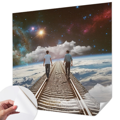 Peel and stick wall mural for kids' room Space journey