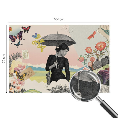 3D wall mural with a romantic collage design
