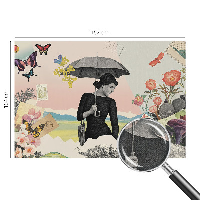 3D wall mural with a romantic collage design