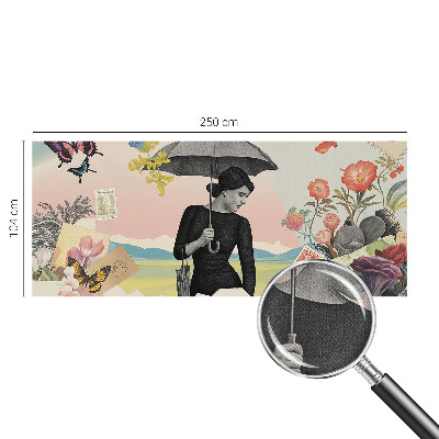 3D wall mural with a romantic collage design