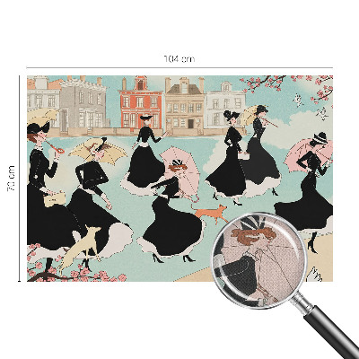 3D photo wallpaper mural featuring women walking