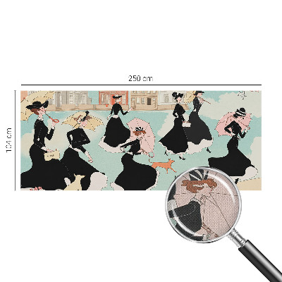 3D photo wallpaper mural featuring women walking