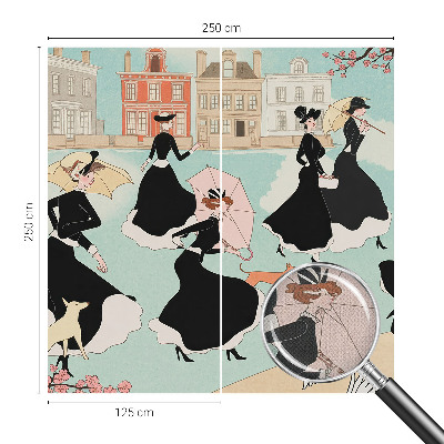 3D photo wallpaper mural featuring women walking