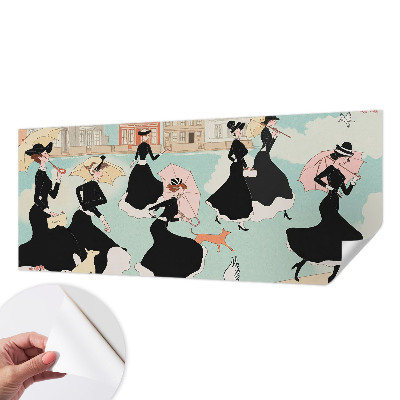3D photo wallpaper mural featuring women walking