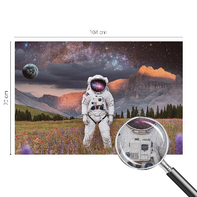 Peel and stick wallpaper mural with a cosmic landscape design