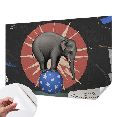 Peel and stick wall mural with a circus elephant design