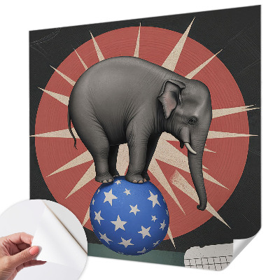 Peel and stick wall mural with a circus elephant design