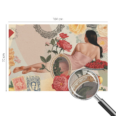 Self-adhesive wall mural with a floral elegance design