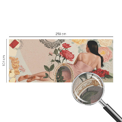 Self-adhesive wall mural with a floral elegance design