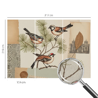 Self-adhesive photo wallpaper with a collage of birds