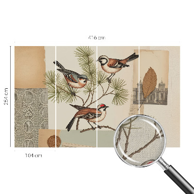 Self-adhesive photo wallpaper with a collage of birds
