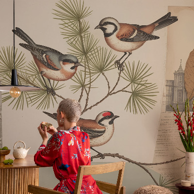 Self-adhesive photo wallpaper with a collage of birds