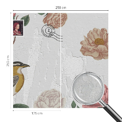 Stick-on wall mural with a vintage floral design