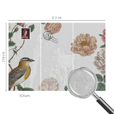 Stick-on wall mural with a vintage floral design