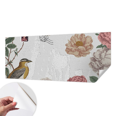 Stick-on wall mural with a vintage floral design
