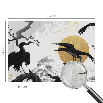 Removable wall mural wallpaper Black cranes