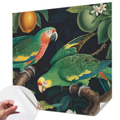 Removable wall mural with a tropical adventure motif