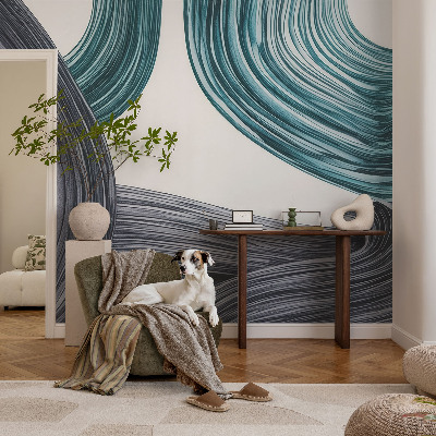 3D photo wallpaper mural with fluid lines