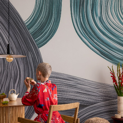 3D photo wallpaper mural with fluid lines