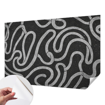 Peel and stick wall mural for living room with a twisted shapes design