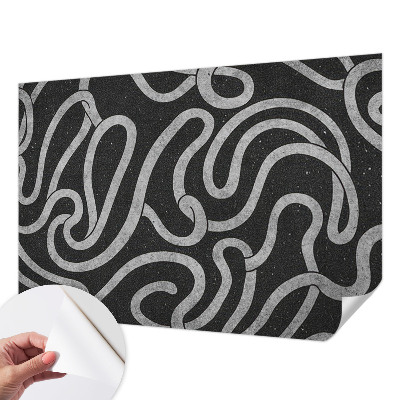 Peel and stick wall mural for living room with a twisted shapes design