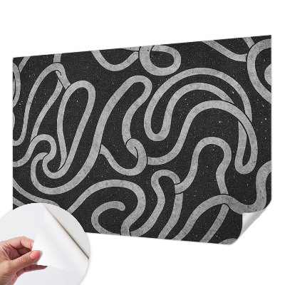 Peel and stick wall mural for living room with a twisted shapes design