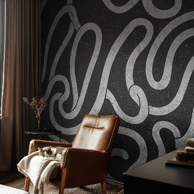 Peel and stick wall mural for living room with a twisted shapes design