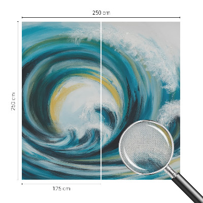 Peel and stick wall mural for bedroom with a sea wave design