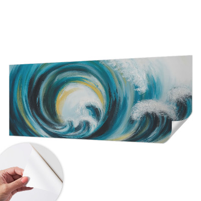Peel and stick wall mural for bedroom with a sea wave design