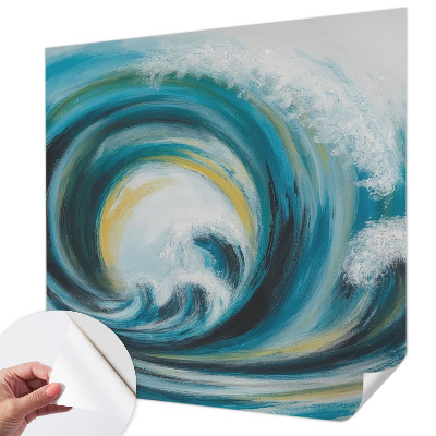 Peel and stick wall mural for bedroom with a sea wave design