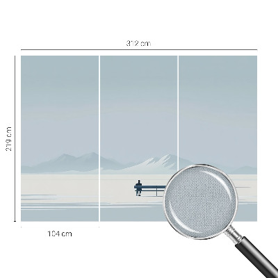 Nursery wall mural with a minimalist landscape design