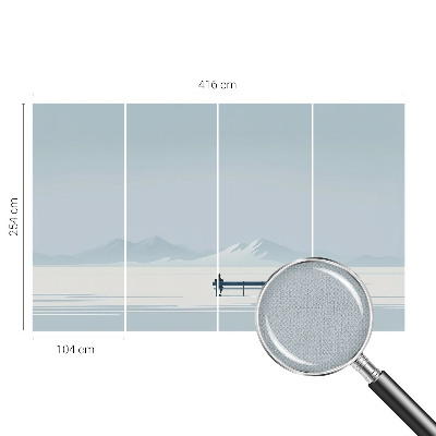 Nursery wall mural with a minimalist landscape design