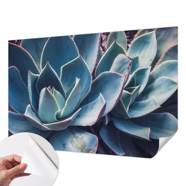 Children's wall mural with a green aloe design