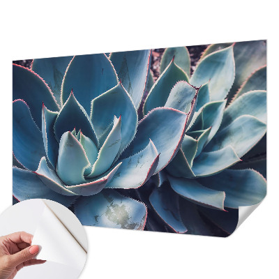 Children's wall mural with a green aloe design
