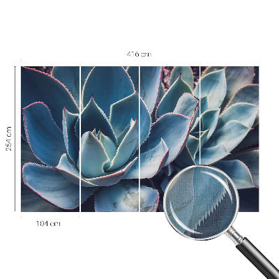 Children's wall mural with a green aloe design