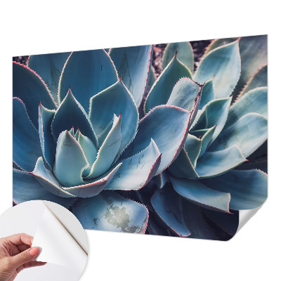 Children's wall mural with a green aloe design