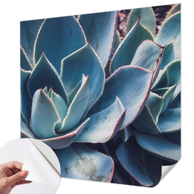 Children's wall mural with a green aloe design