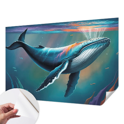 Baby room wall mural with a giant sea motif
