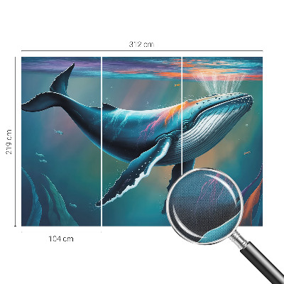 Baby room wall mural with a giant sea motif