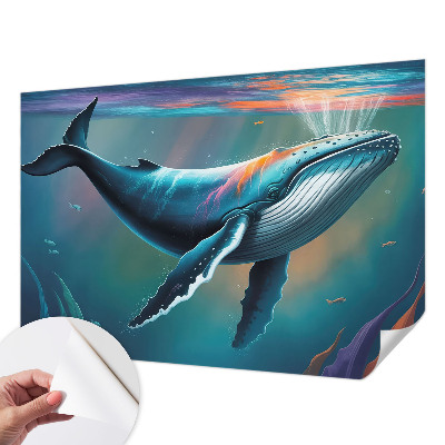 Baby room wall mural with a giant sea motif