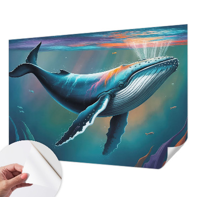 Baby room wall mural with a giant sea motif