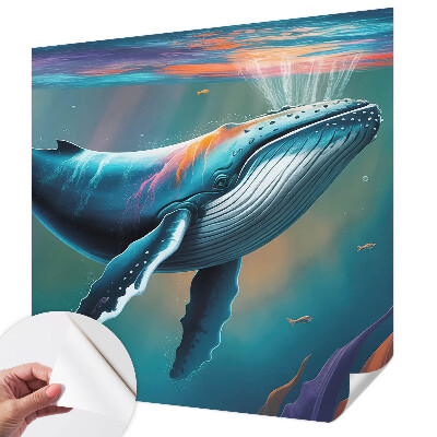 Baby room wall mural with a giant sea motif