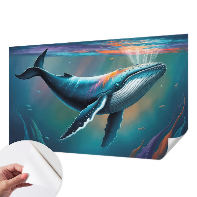 Baby room wall mural with a giant sea motif